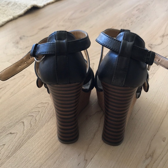 Black straps wedges with cork platform - Picture 3 of 3